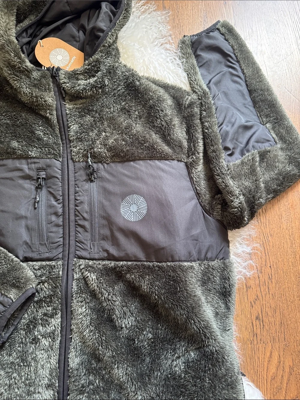Mens AUTUMN MTN Edition, Olive Green Fleece Hooded zip up jacket, sz L, NEW